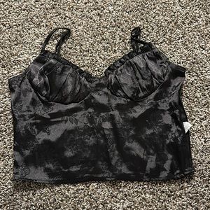 Never worn la hearts black silk tank top! Size medium.